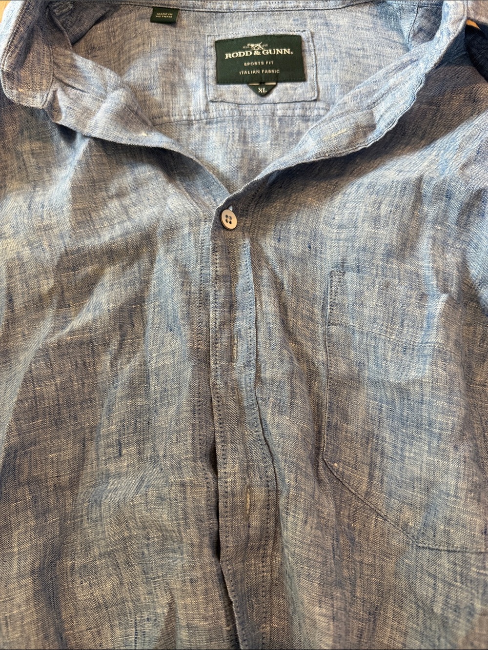 Rodd & Gunn Light Blue Textured Linen-Blend Button Down Shirt - Picture 2 of 3